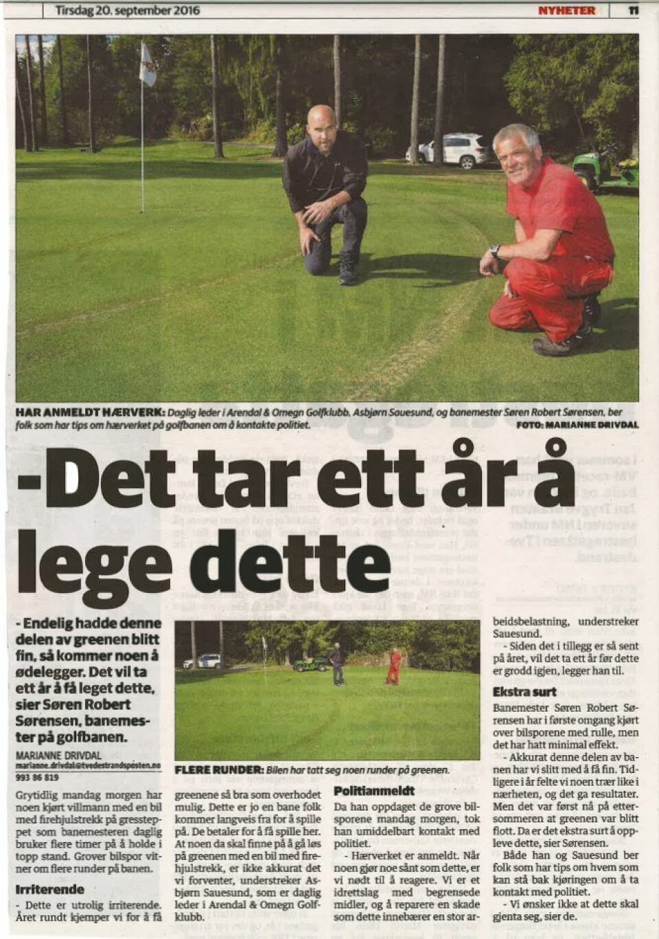 Hærverk på Arendal & Omegn GK