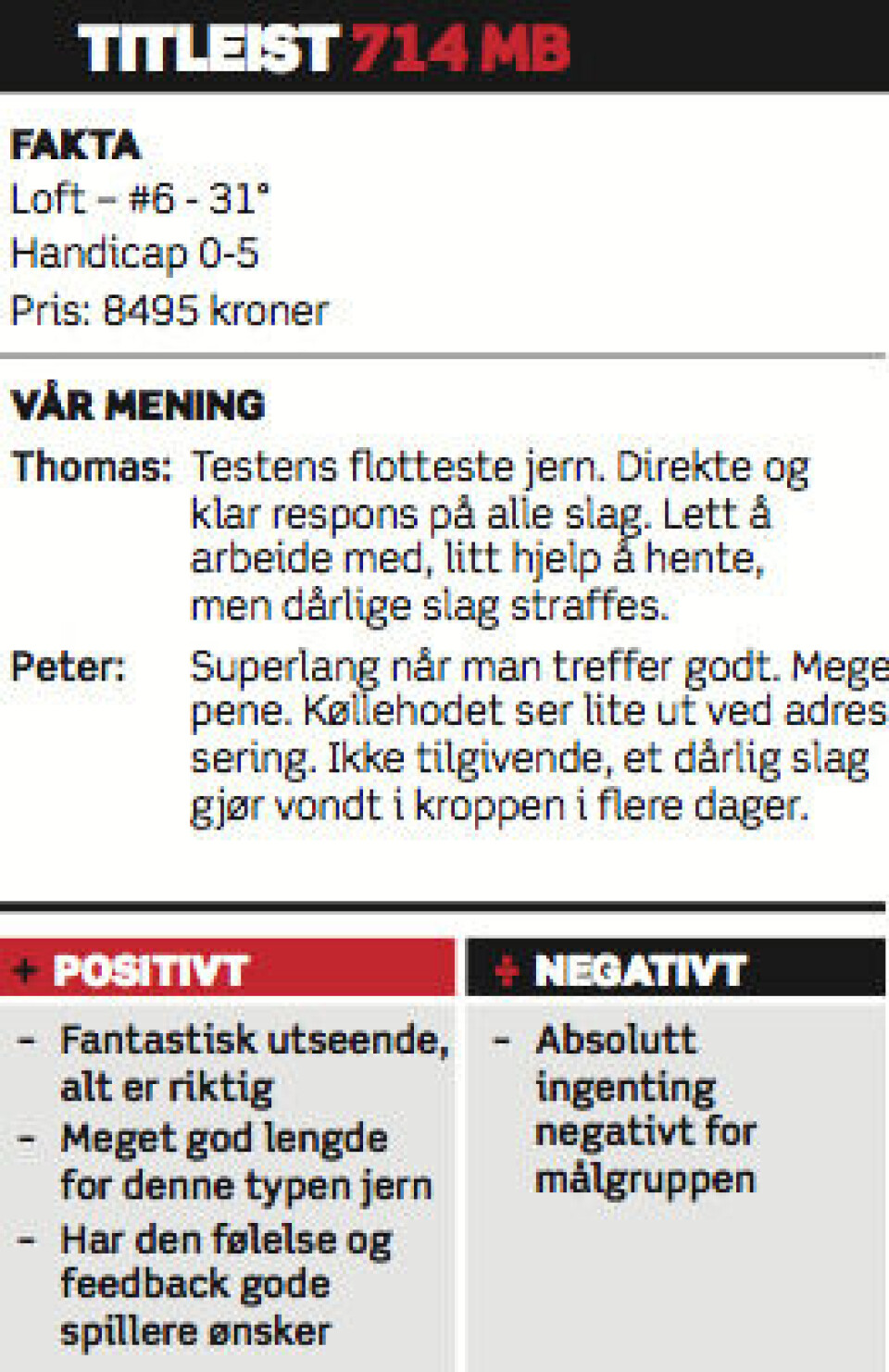 Utstyrstest 2014: Jern
