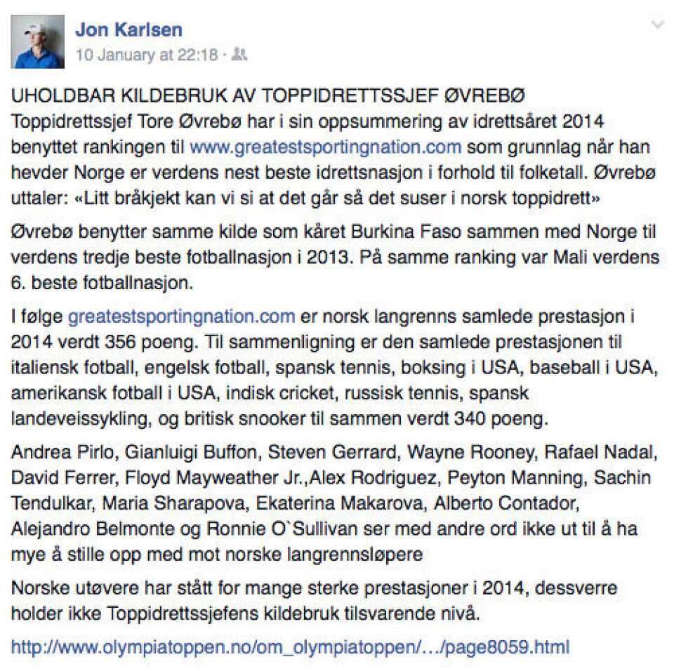 Golfpresidenten med krass kritikk mot toppidrettsjefen