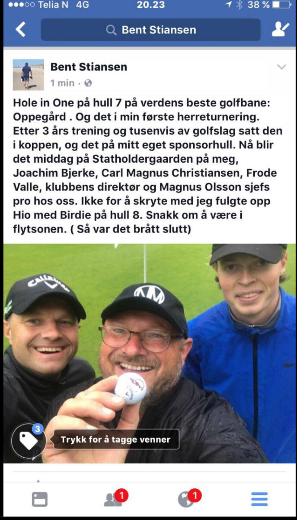 Stjernekokken slo Hole in one - på sitt 'eget' hull!!!