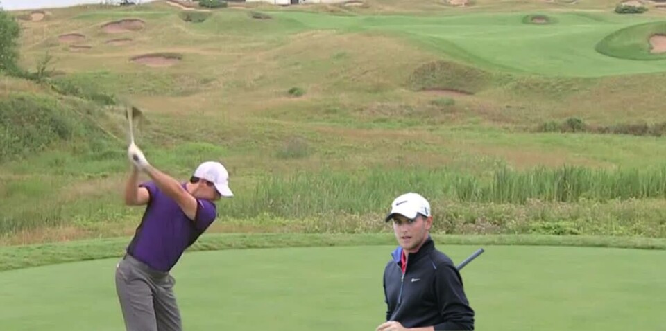 Her trener Marius Thorp og Rory McIlroy sammen