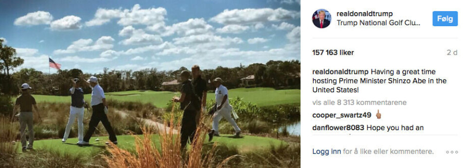 Trump spilte golf med Japans statsminister og Els