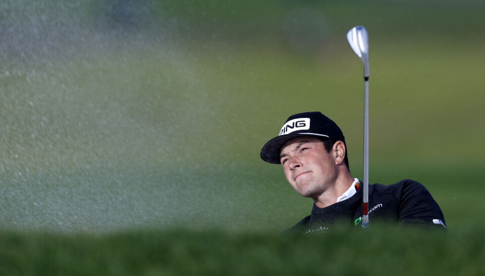 Viktor Hovland i aksjon på Pebble Beach mandag. Han klarte aldri å melde seg helt på i seierskampen. Viktor Hovland i aksjon på Pebble Beach mandag. Han klarte aldri å melde seg helt på i seierskampen.