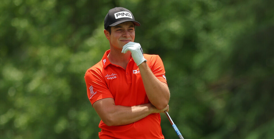 CHARLOTTE, NORTH CAROLINA - MAY 07: Viktor Hovland of Norway waits on the third hole during the final round of the Wells Fargo Championship at Quail Hollow Country Club on May 07, 2023 in Charlotte, North Carolina. (Photo by Kevin C. Cox/Getty Images)