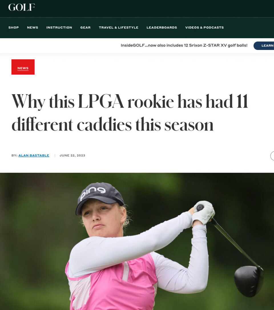Celine Borges uvanlige caddie-valg får internasjonal oppmerksomhet. Celine Borges uvanlige caddie-valg får internasjonal oppmerksomhet.