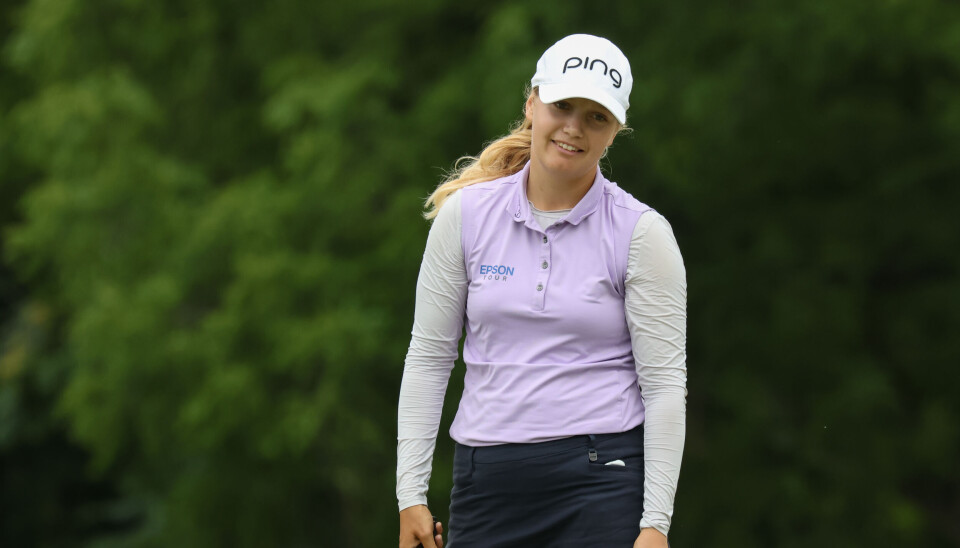 Celine Borge kan smile etter nok en god start i en LPGA-turnering. Her er hun på den 18. greenen i Ohio torsdag.
