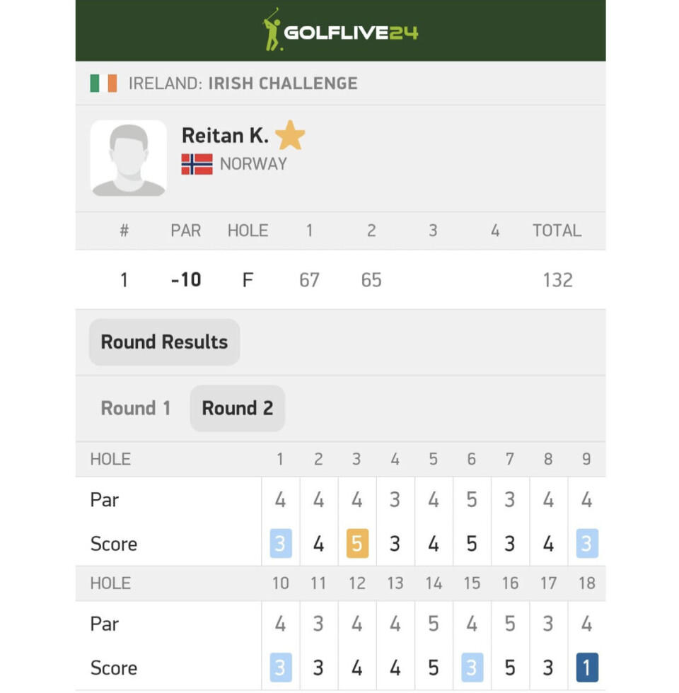 Golflive24 meldte om HIO på siste hull for Reitan.