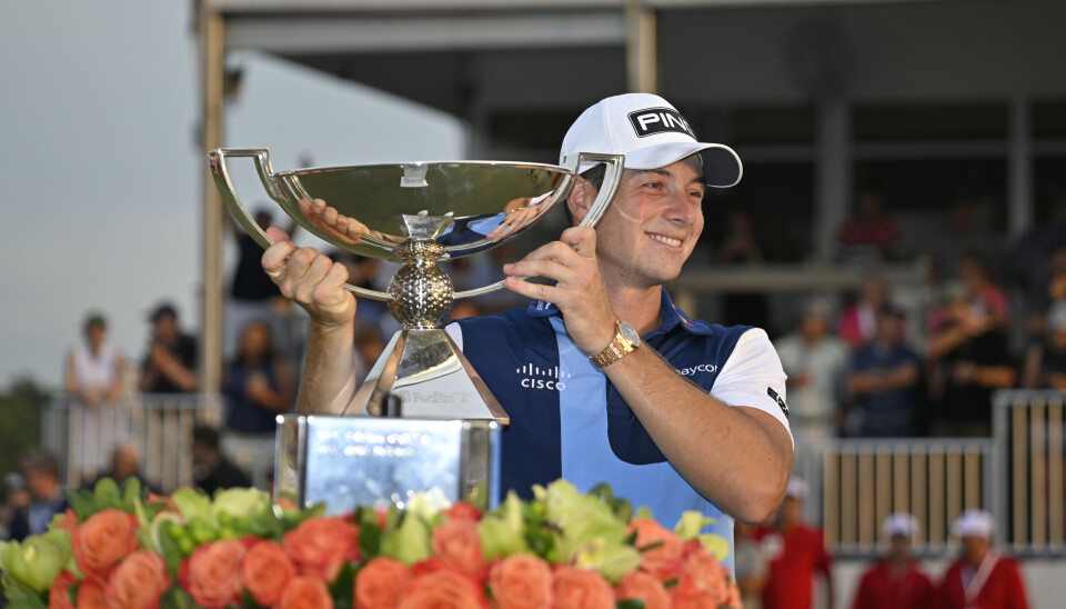 Slik så det ut etter Tour Championship i fjor. Viktor Hovland sto igjen som suveren mester.