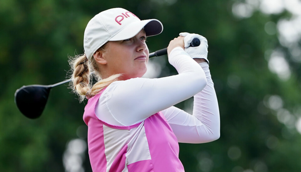 Celine Borge i aksjon på LPGA-touren fredag. Tønsberg-jenta fikk ikke godspillet til å sitte i Cincinnati denne uka.