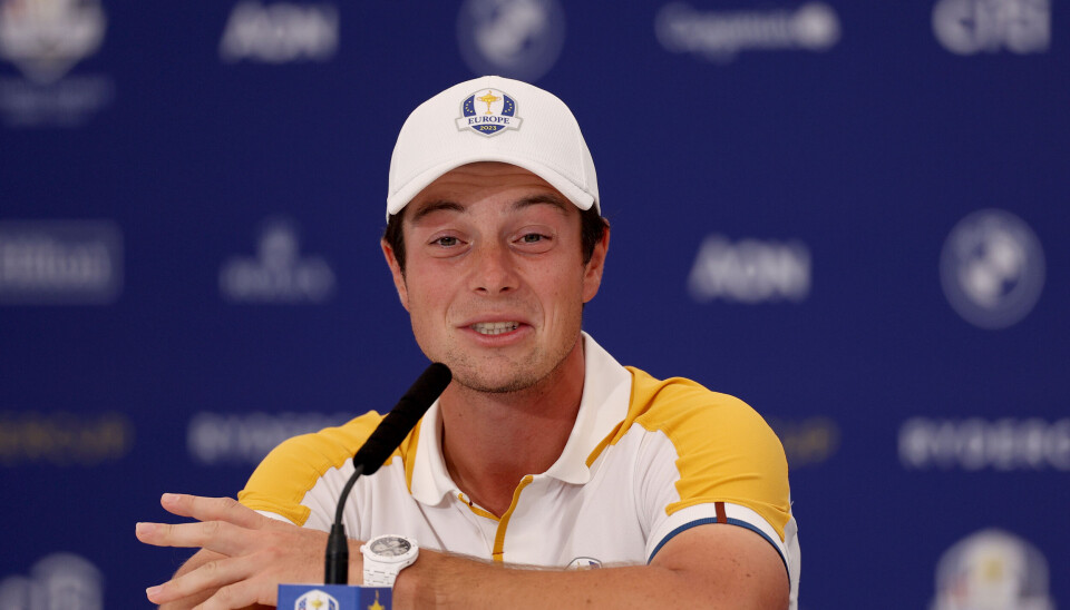 Viktor Hovland hadde pressekonferanse på Marco Simone tirsdag. Viktor Hovland hadde pressekonferanse på Marco Simone tirsdag.