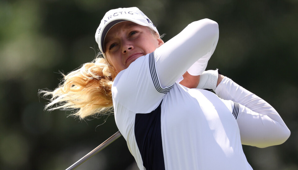 Celine Borge i aksjon under U.S. Women´s Open i Lancaster torsdag.
