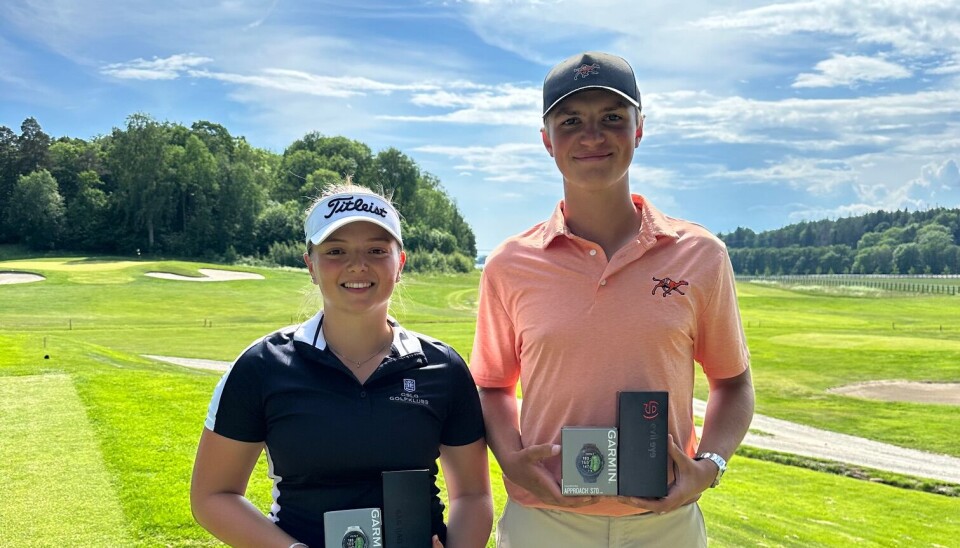 Vinnerne på Moss & Rygge golfklubb: Sofie Bindner Engesæth og Joachim Larsen Tegner.