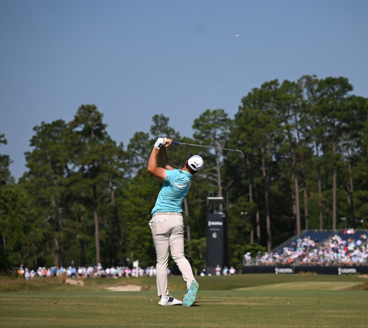 Dette er nok dessverre et av de siste bildene som blir tatt av Viktor Hovland på Pinehurst denne uken.