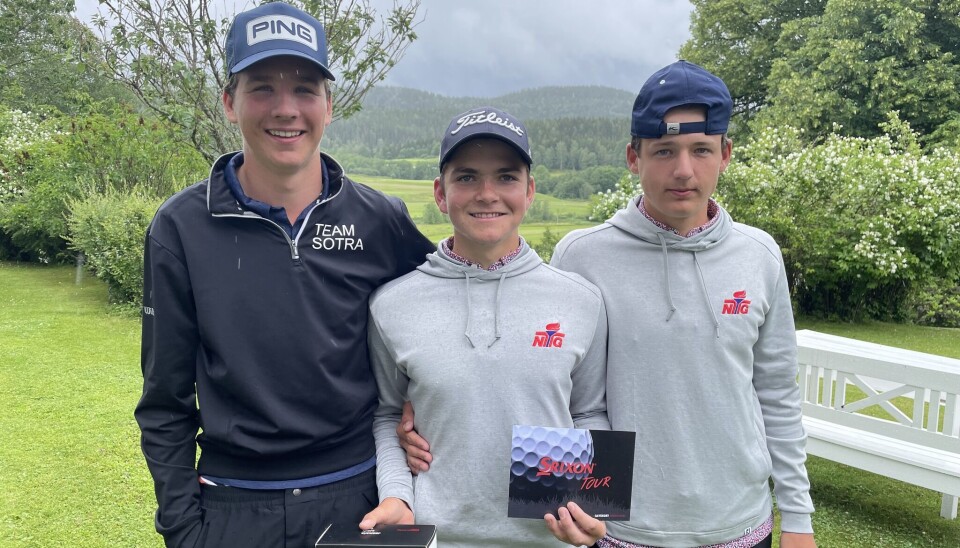 Marius Ulvenes Kleppe (t.v.), Marcus Audun Goosen og Frederik Richardson tok pallplassene på herresiden.