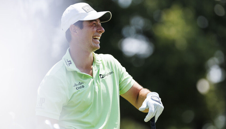 Smilet satt løst da Viktor Hovland trente på TPC Southwind onsdag. I dag starter alvoret og moroa.