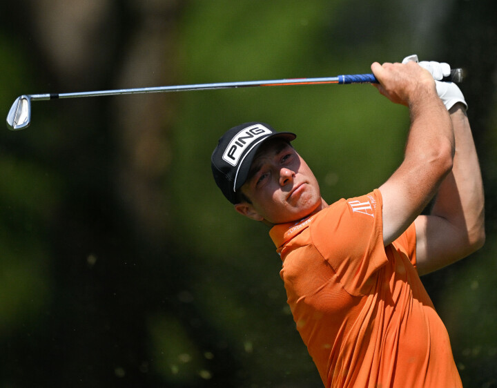 Viktor Hovland får det ikke helt til å stemme på den nyrestaurerte banen East Lake.