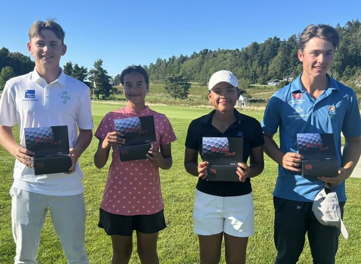 Fire nye vinnere ble kåret på Nøtterøy denne helgen. Fra venstre: Marius Kvande (Surnadal GK), Kayla Raastad (Sandefjord GK,)
Pok Thupok Pedersen (Losby GK) og Benjamin Mørland (Grimstad GK)