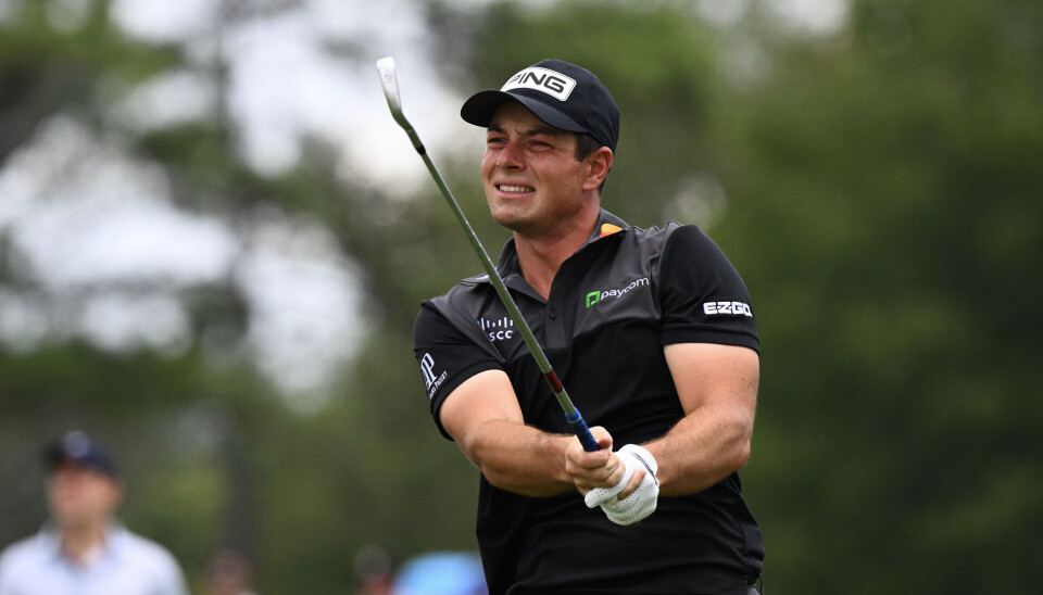 Viktor Hovland oppsummerer sesongen som god læring. Her er han i aksjon under søndagens sisterunde på East Lake.