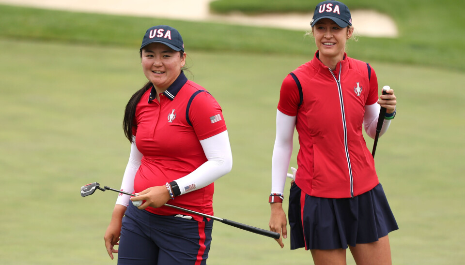 Foreløpig har Allisen Corpuz og Nelly Korda god grunn til å smile. USA leder 3-1 så langt i Solheim Cup