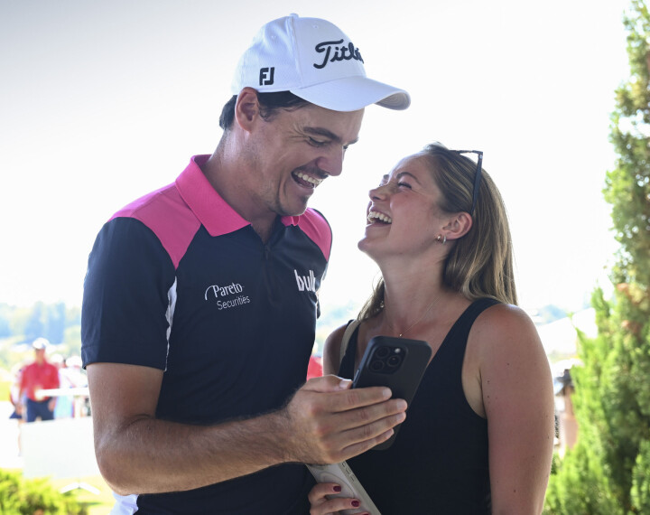 Ventura og kjæresten Silje Wiberg
kunne juble etter at PGA Tour-kortet
ble sikret i høst. Den første helgen i
februar giftet paret seg i Oslo. – Hun
er den viktigste personen i teamet
mitt, sier han.