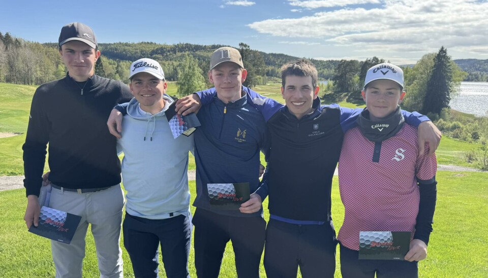 Cornelius Farhang (nummer to fra høyre) vant foran Mathias Aase mens Simen Johannessen, Louie Mortimer Martinsen og Marcus Audun Goosen endte på delt tredjeplass.