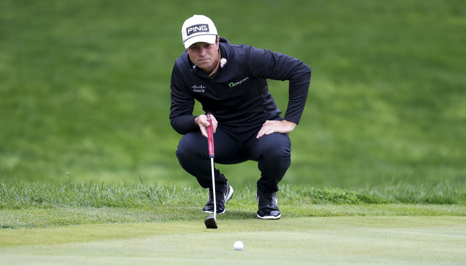 Viktor Hovland har ikke kost seg nevneverdig på greenene hittil denne uken.