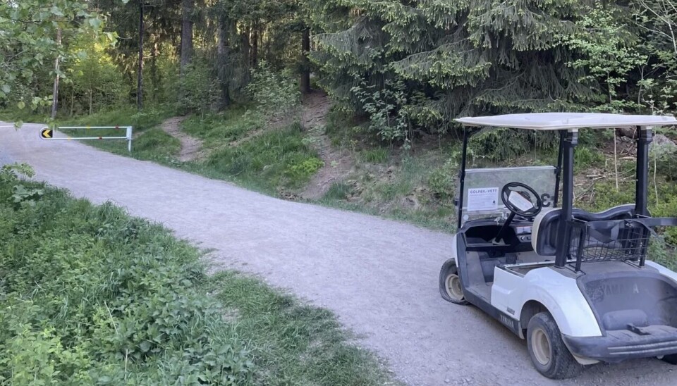 Den ene golfbilen ble funnet ramponert og dekket punktert, et lite hyggelig syn.