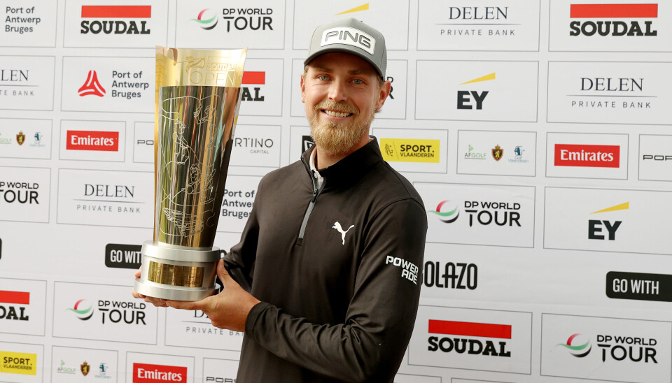 Kristoffer Reitan etter å ha vunnet turneringen Soudal Open.