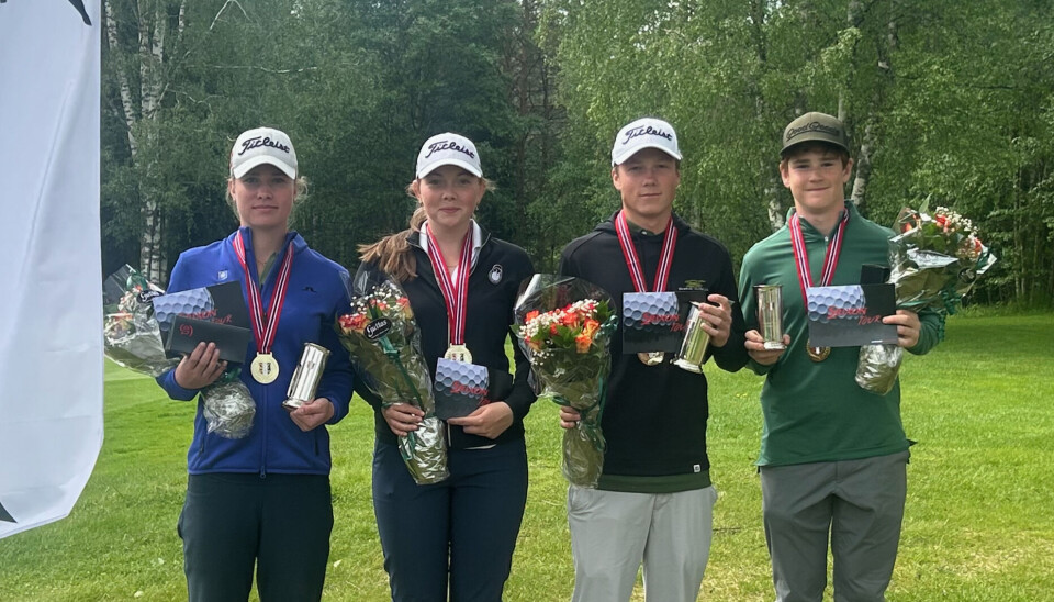 Årets juniornorgesmestere i matchplay: Anne Witte-Skjelbred, Ella Ingebretsen, Mikkel Bergum Johansen og Joachim Ulmo.
