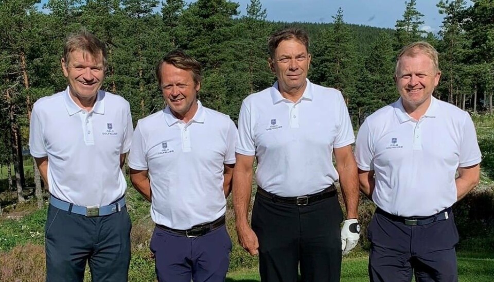 Ragnvald Risan (nummer to f.v.) har fått HIO hele ni ganger. Her sammen med lagkamerater i Oslo GK, fra venstre: Asbjørn Ramnefjell, Richard Berggren og Øyvind Reinertsen.