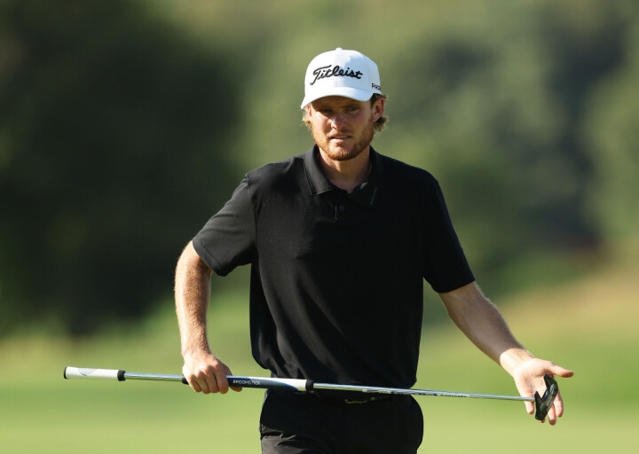 Andreas Halvorsen er her på den niende greenen under andre dag av Italian Open fredag.