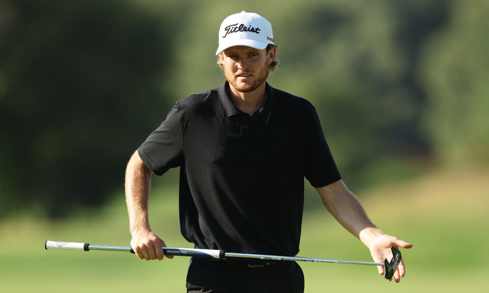 Andreas Halvorsen er her på den niende greenen under andre dag av Italian Open fredag.