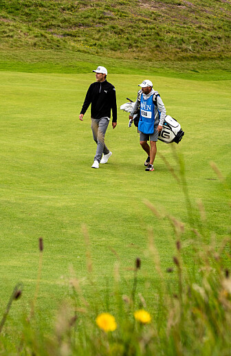 Kristoffer Reitan under treningsrunde på Royal Portrush