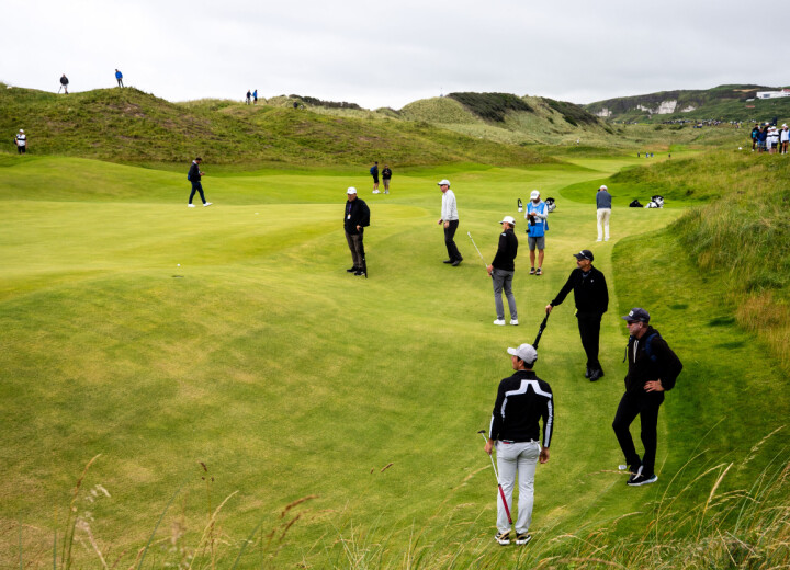 Tirsdag spilte Hovland og Reitan treningsrunde på Royal Portrush sammen. Torsdag begynner den 153. utgaven av The Open.