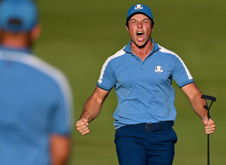 Viktor Hovland blir nok en gang å se i blått når USA tar mot Europa senere i september. Her fra Marco Simone i 2023.