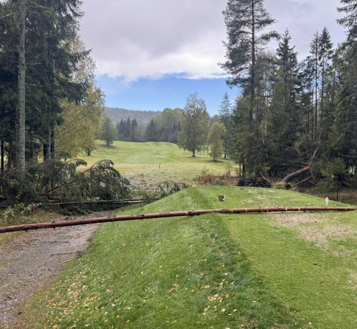 Norsjø Golfpark er stengt fram til tirsdag da man trenger tid for å rydde opp i skadene.